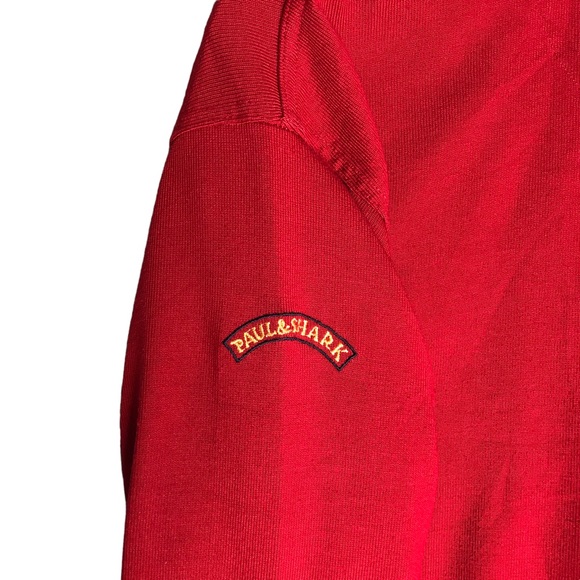 Paul & Shark Polo Shirt Long Sleeve Yachting Pique Cotton Red Men's Medium - Picture 11 of 13